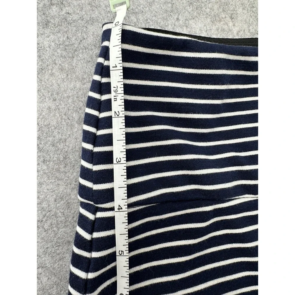 Alfred Sung Jersey Skirt Navy Blue Striped Stretch Pull-on Skirt Women's Large